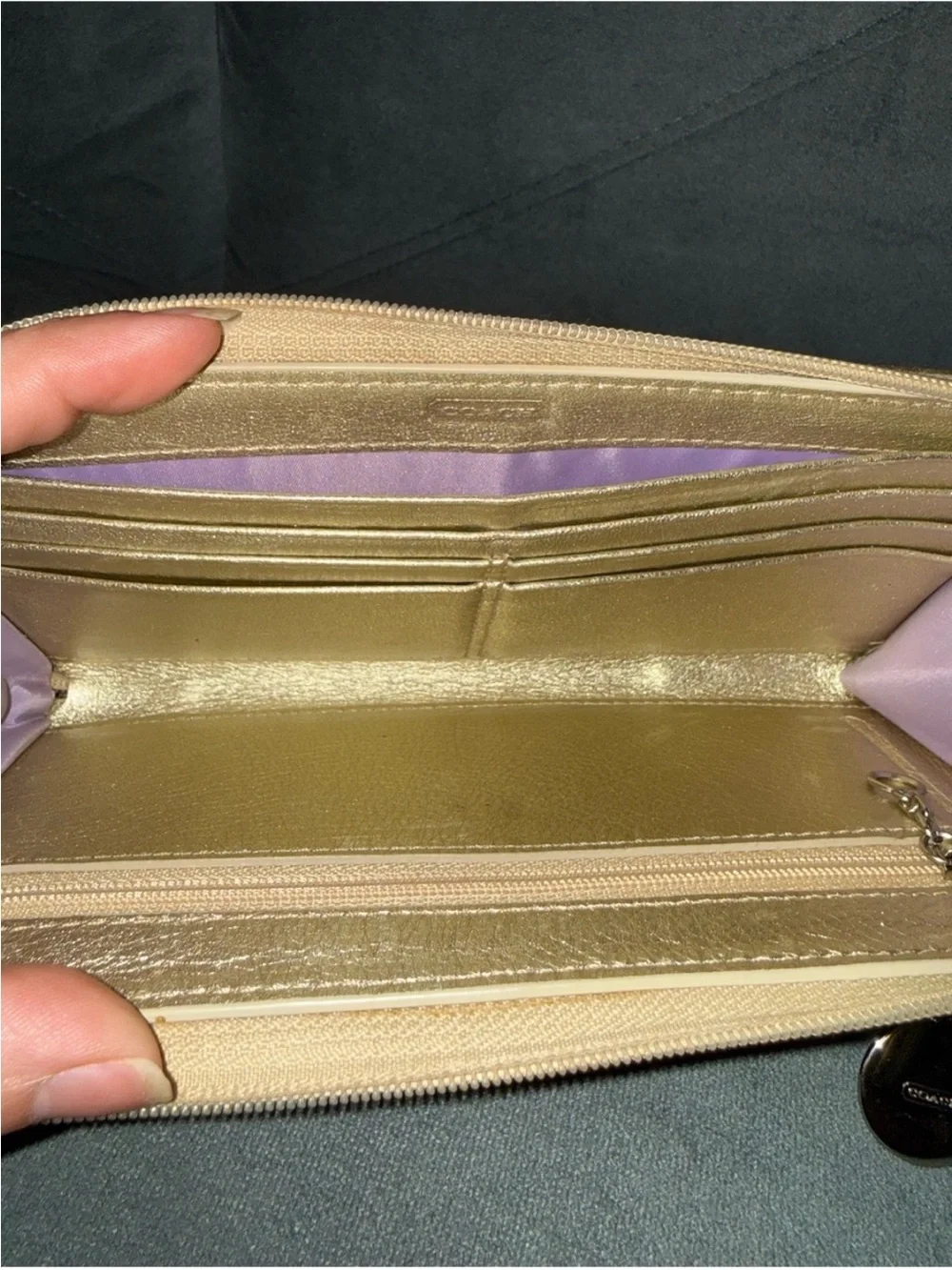 Coach Metallic Signature Beige Wristlet Wallet